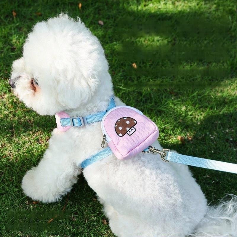 Cute Mushroom Dog Harness with Mini Backpack - Image 2