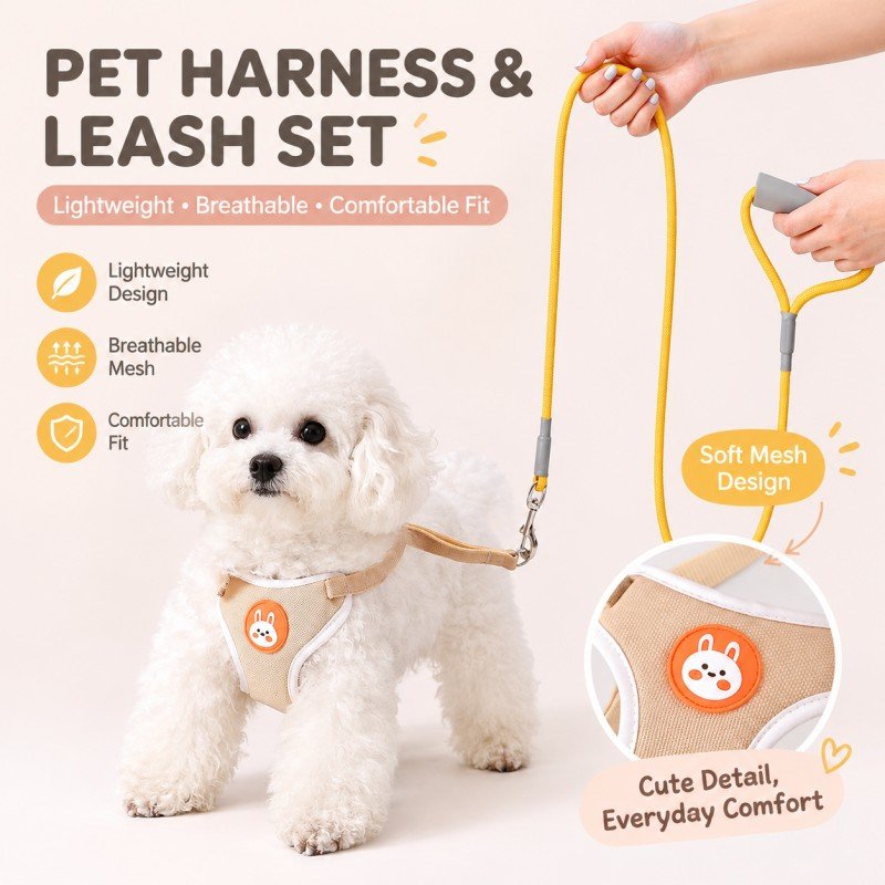Small Dog Harness and Leash Set