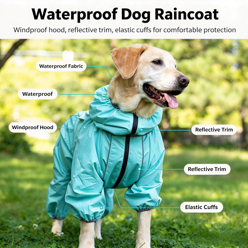 BEOW Waterproof & Windproof Full-Body Dog Raincoat with Reflective Trim - Image 5