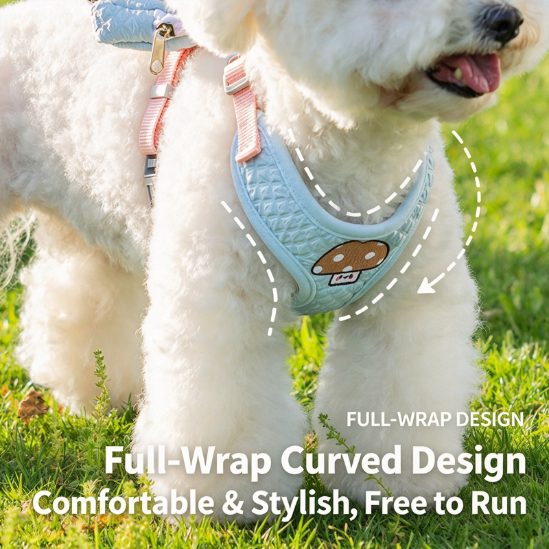 Cute Mushroom Dog Harness with Mini Backpack - Image 3