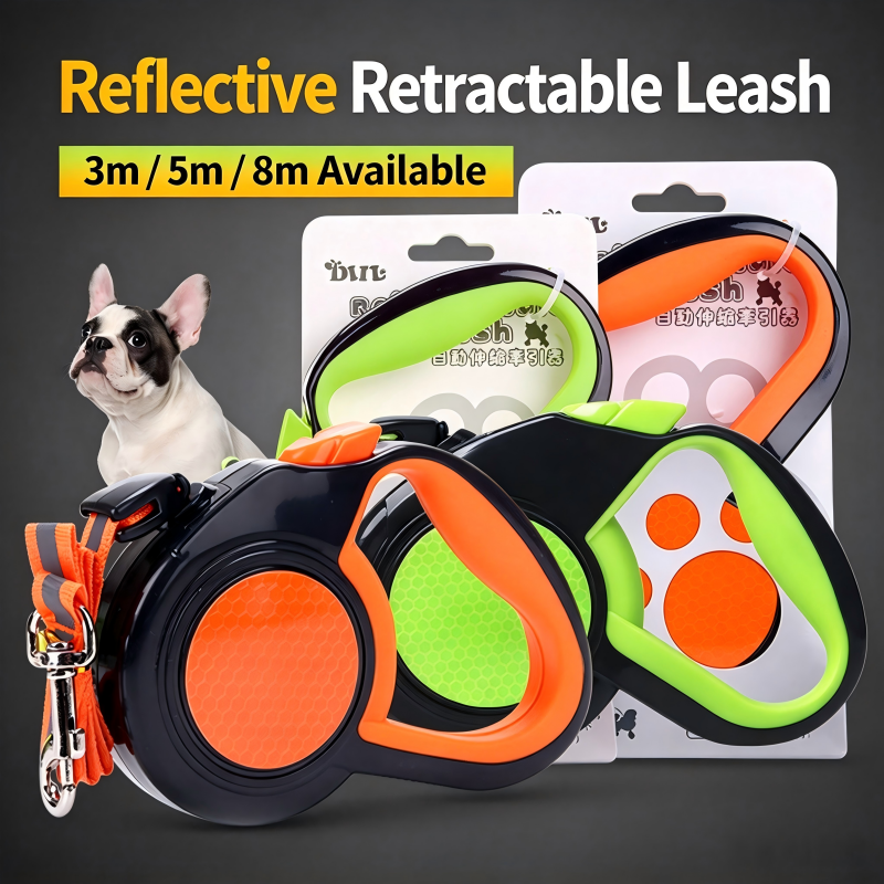 DUE Reflective Retractable Dog Leash