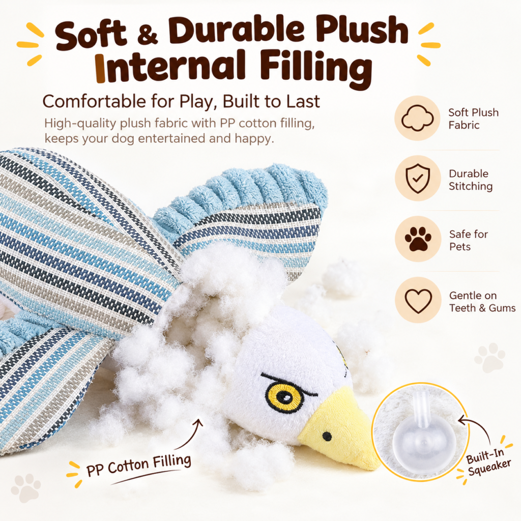Squeaky & Crinkle Dog Chew Toy with Cotton Rope