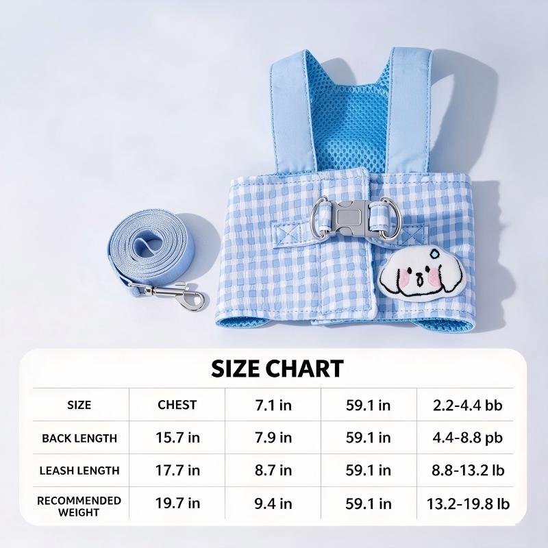 Gingham Dog Harness, Leash & Hat Set - Image 5