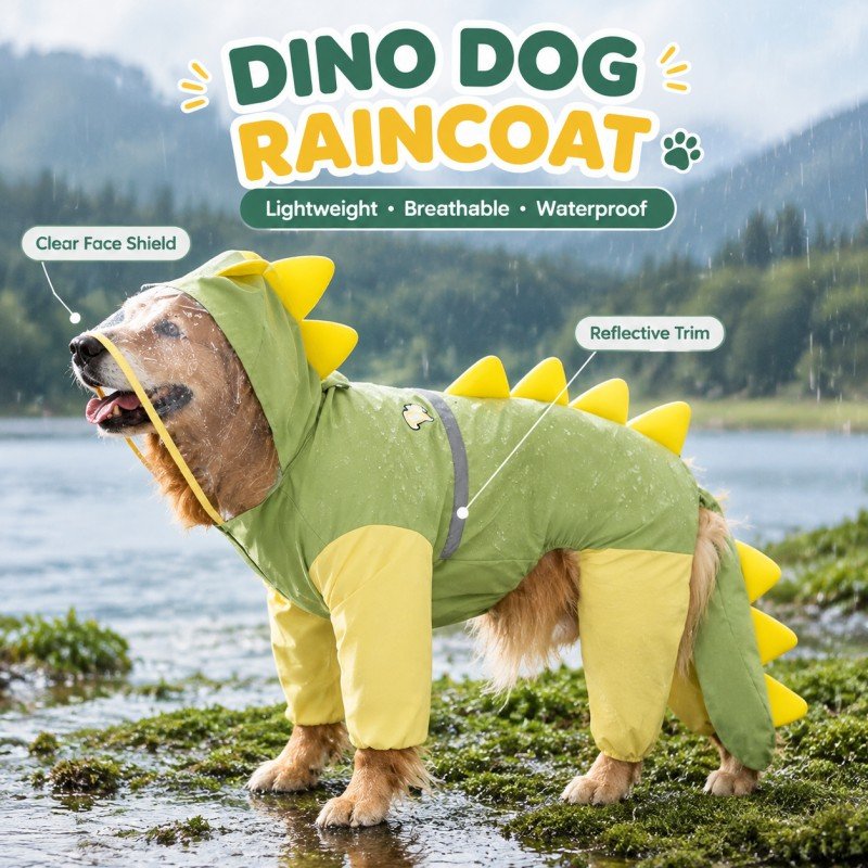 HIPPET Large Dog Raincoat with Clear Visor