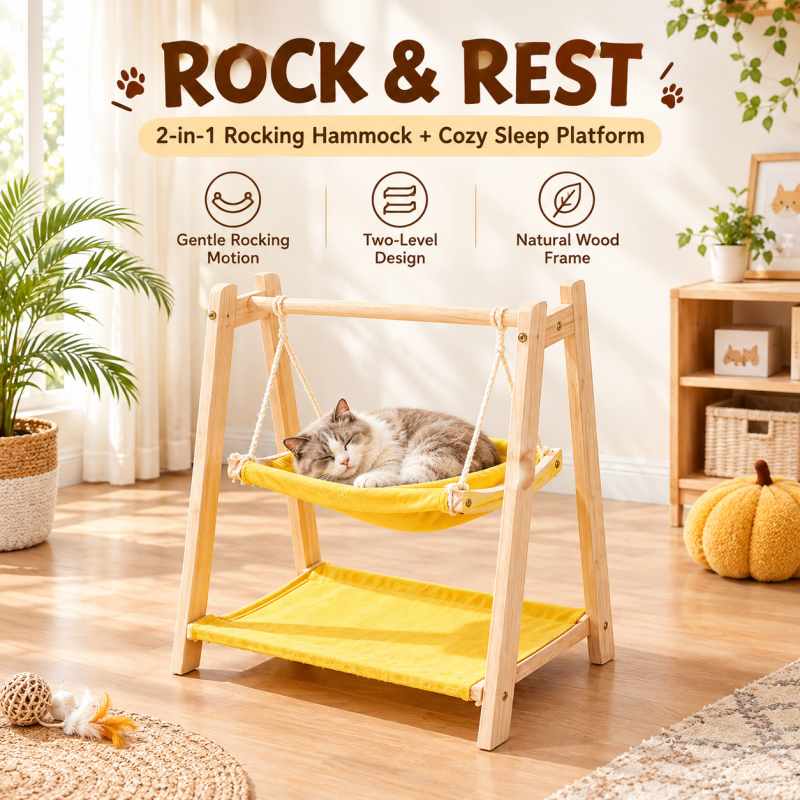 Wooden Cat Swing Hammock