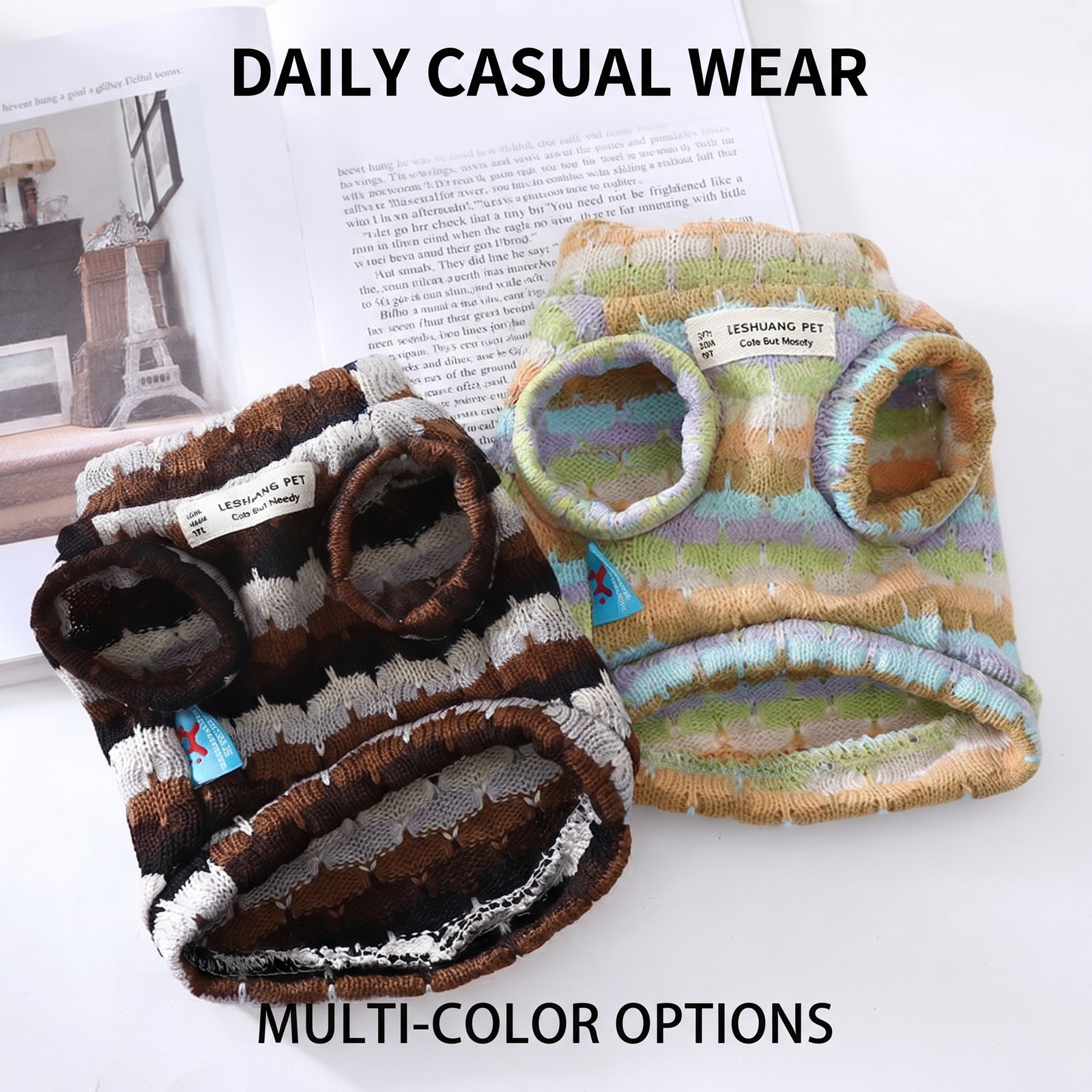 Cat Clothing: Multicolored Striped Two-Legged Sweater for Kittens – Warm, Pullover-Style Knitwear for Autumn and Winter - Image 4