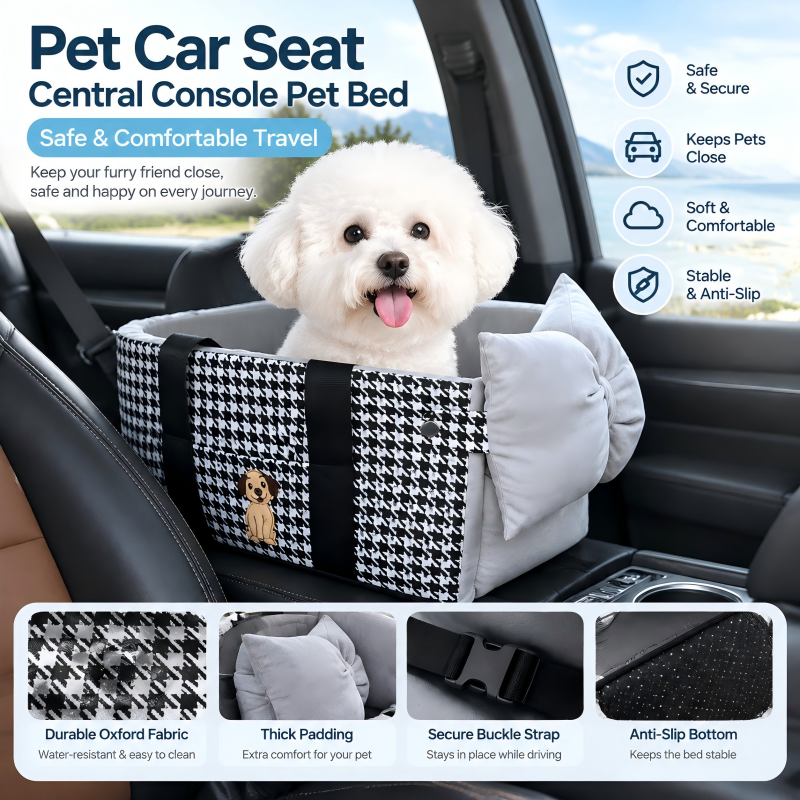 Houndstooth Pet Car Seat Bag