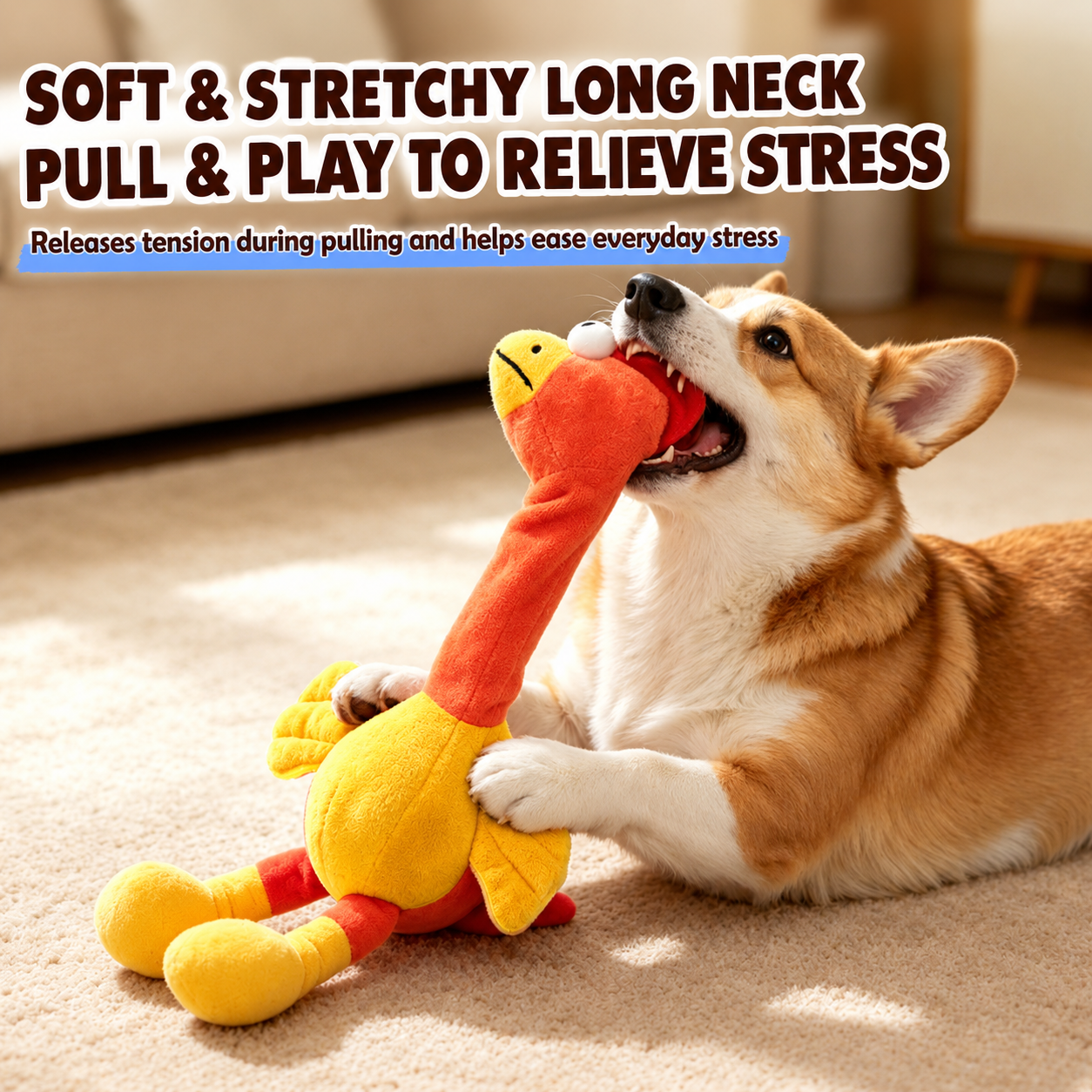 Squeaky Long-Neck Bird Dog Toy - Image 4