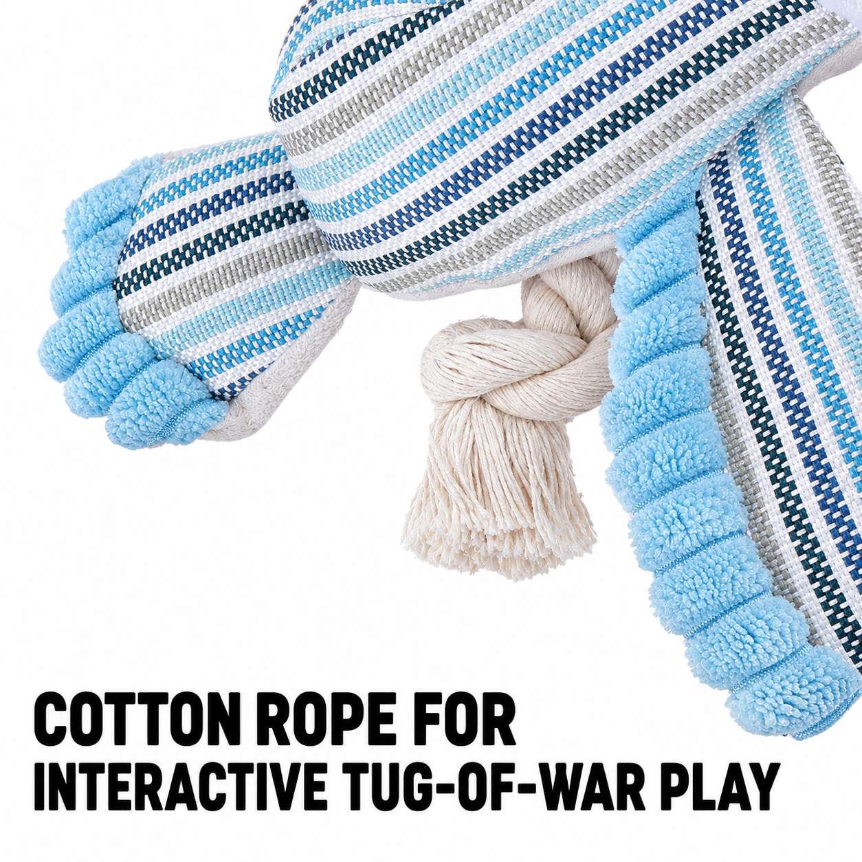 Squeaky & Crinkle Dog Chew Toy with Cotton Rope - Image 2