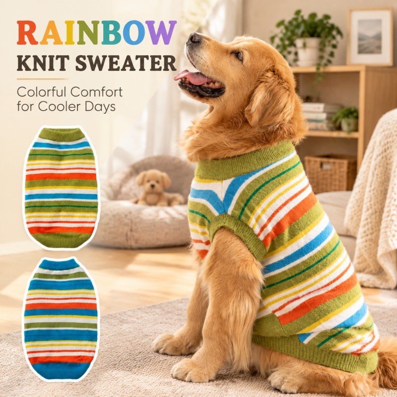 Colorful Striped Knit Dog Sweater