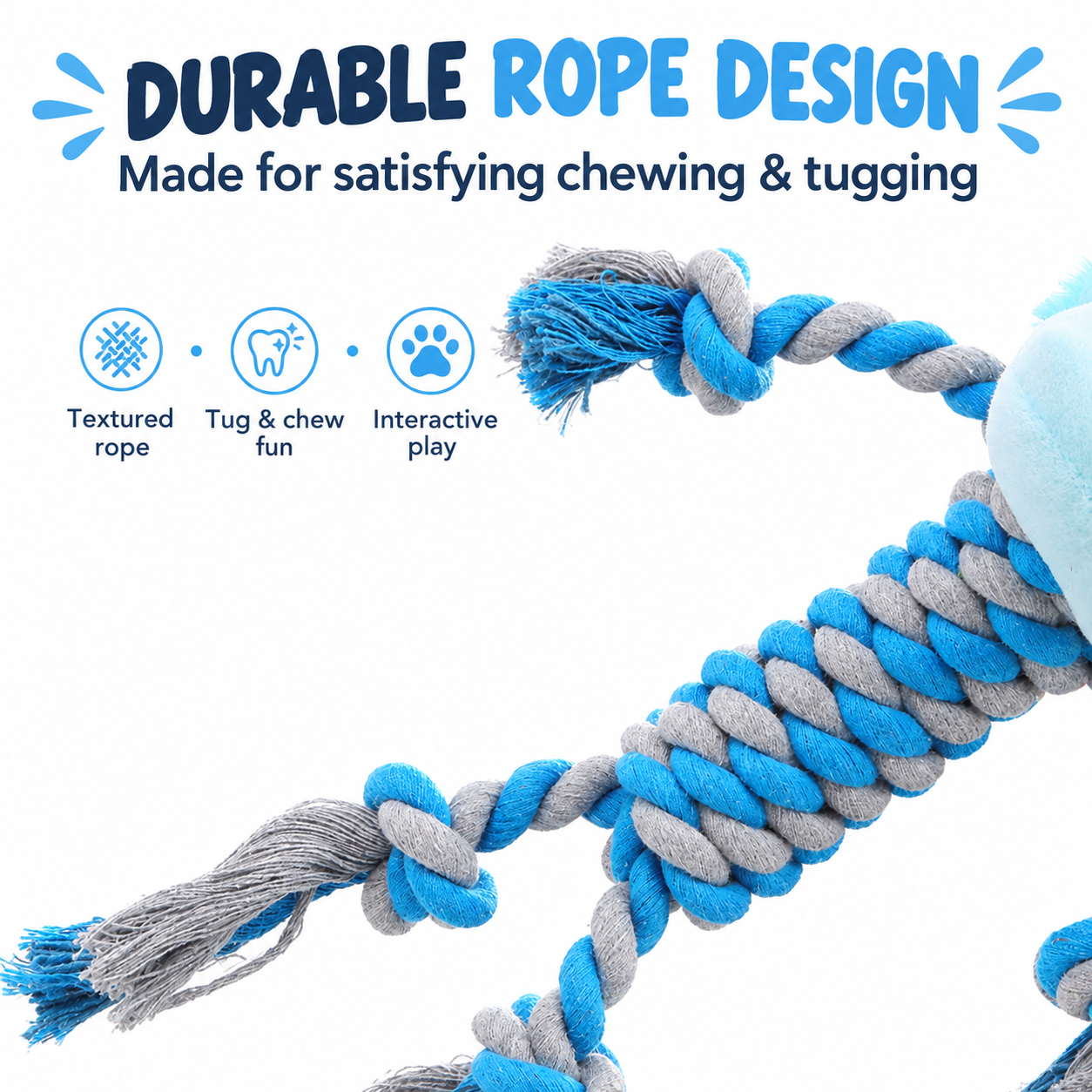 Squeaky Animal Rope Dog Toy - Image 3