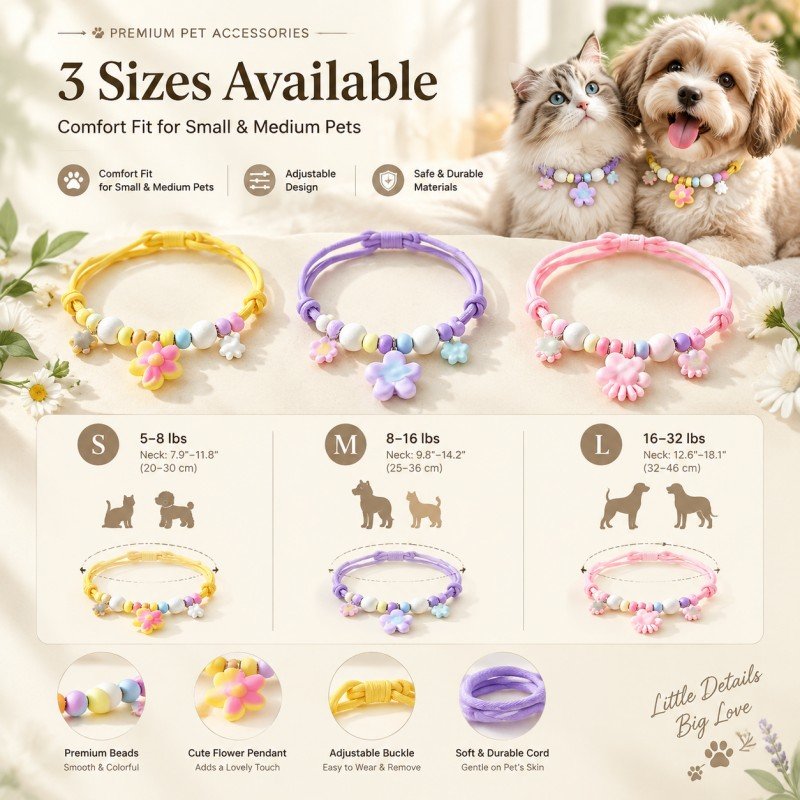 Natural Camphor Wood Beads Pet Collar