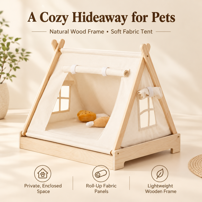 Wooden Frame Pet Teepee Tent