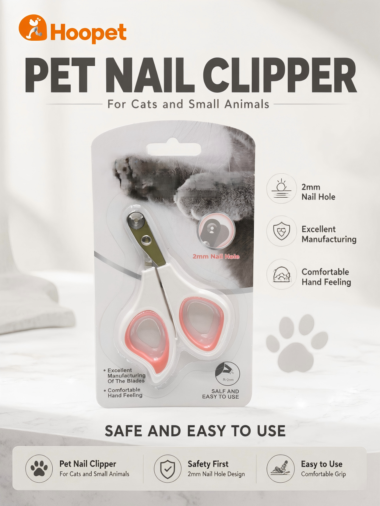 Stainless Steel Pet Nail Clippers for Cats and Dogs – Professional-Grade Trimmers with Safety Guard to Prevent Cutting into the Quick (Bloodline) - Image 3
