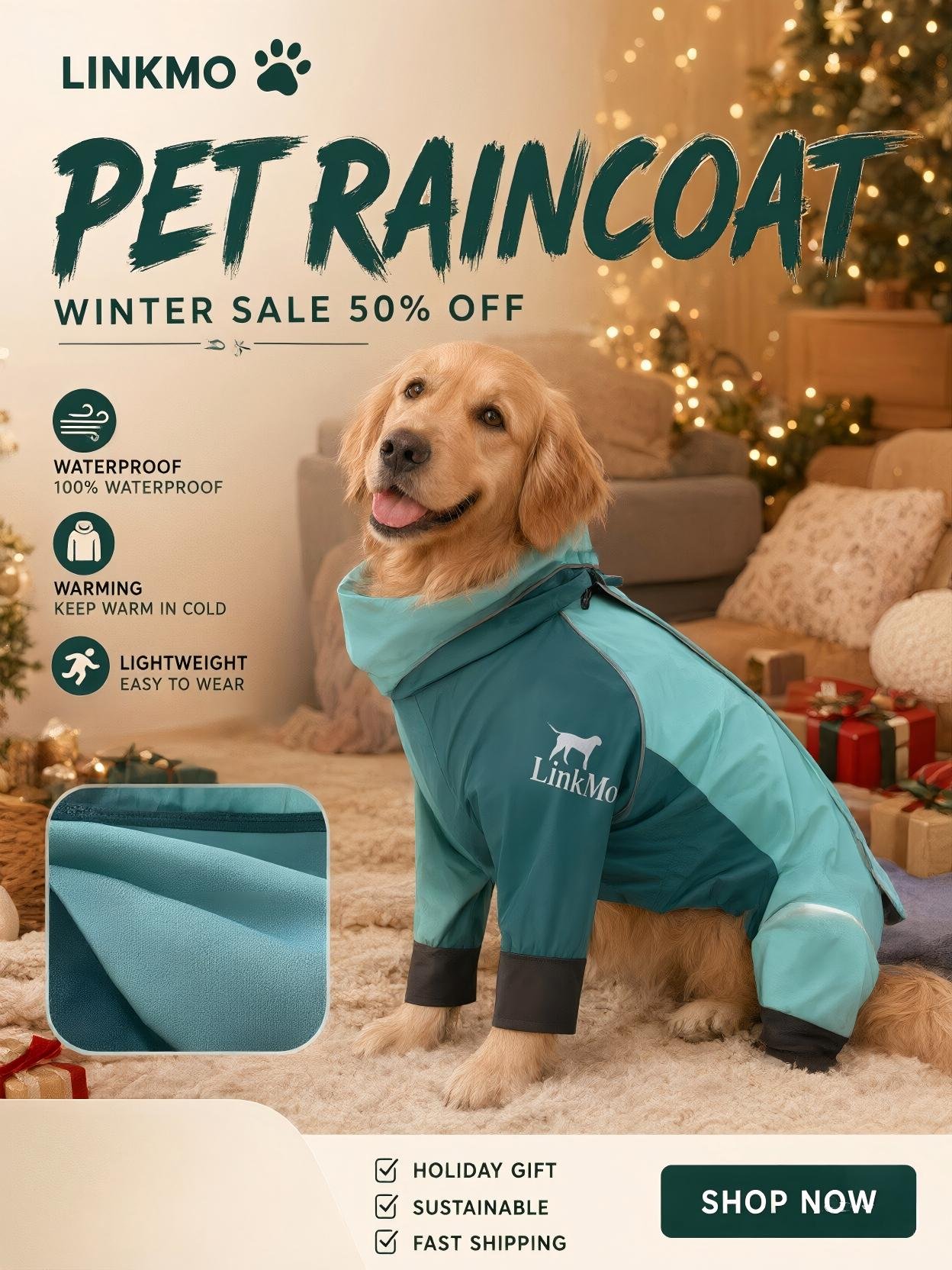 Upgraded Full-Coverage Waterproof, Stain-Resistant, and Oil-Repellent Outdoor Rain Jacket for Dogs (Suitable for Small, Medium, and Large Breeds) - Image 3