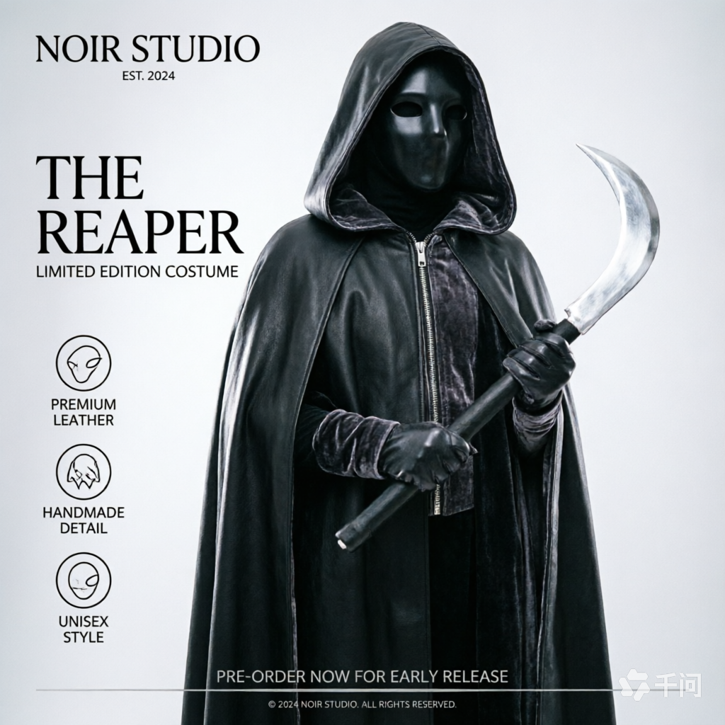 "Dark Reaper Knight" Pet Costume Set – Halloween Novelty Outfit Featuring a "Rider" Design for Cats - Image 3