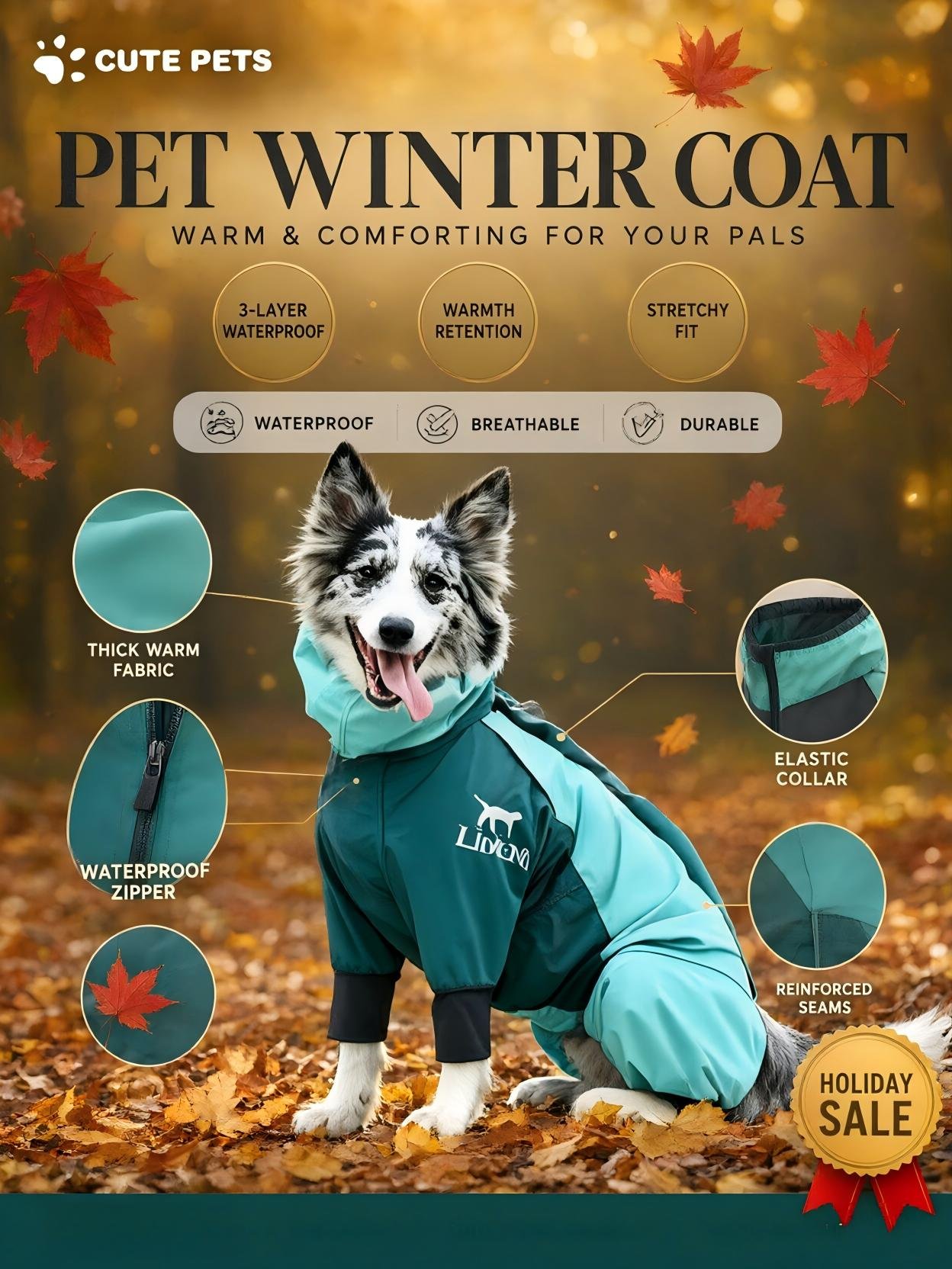 Upgraded Full-Coverage Waterproof, Stain-Resistant, and Oil-Repellent Outdoor Rain Jacket for Dogs (Suitable for Small, Medium, and Large Breeds) - Image 4