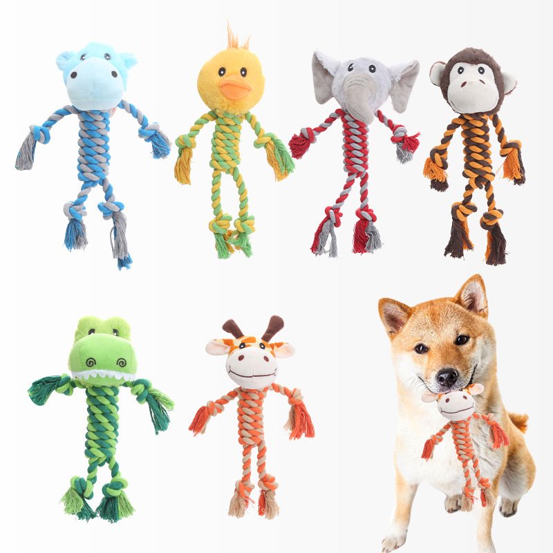 Squeaky Animal Rope Dog Toy - Image 4
