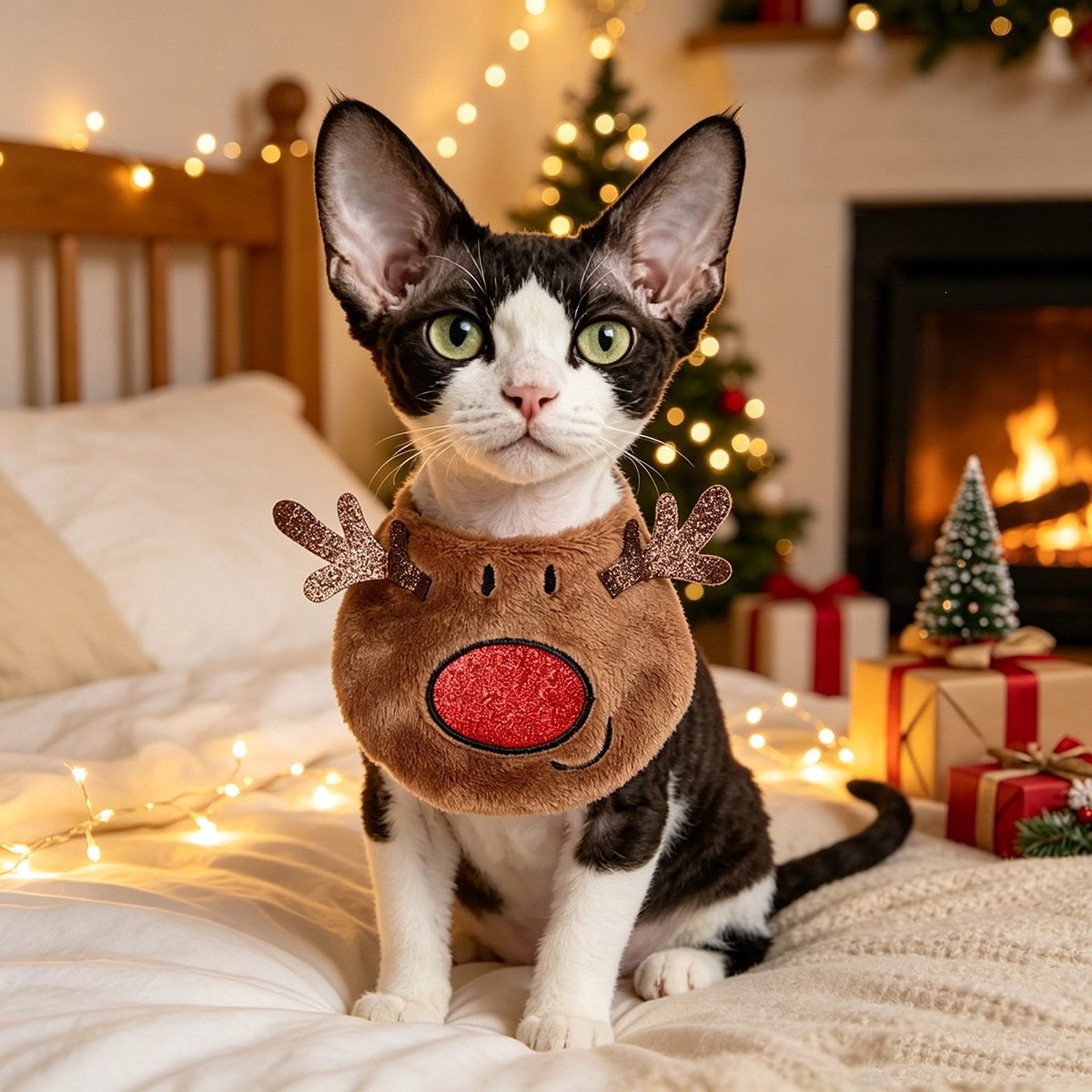 Festive Glittery Christmas Reindeer Pet Bib – Drool Cloth/Neckwear for Dogs & Cats (In Stock / Wholesale) - Image 3