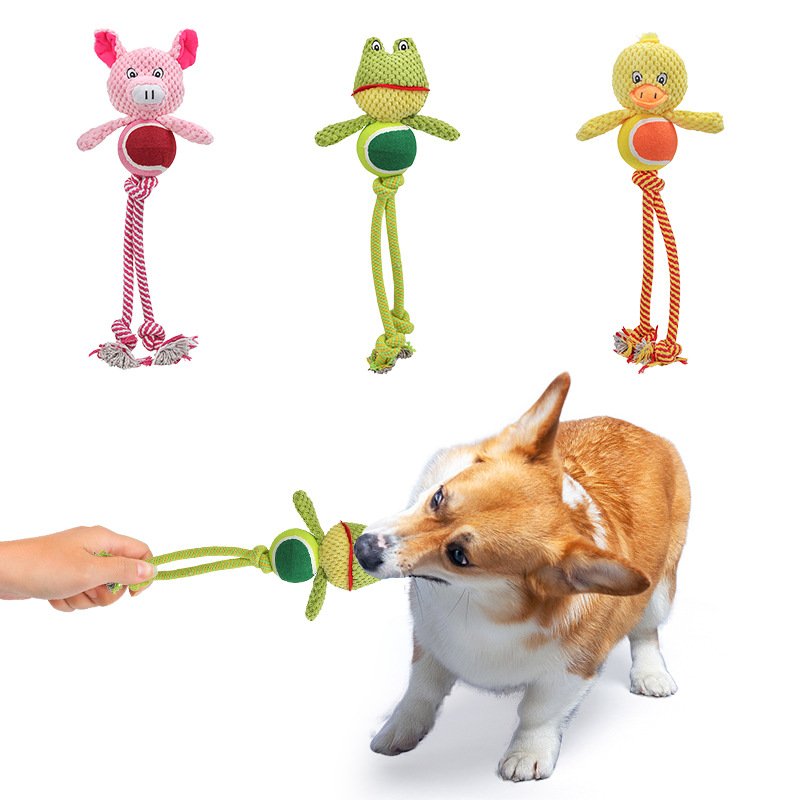 Squeaky Tennis Ball & Rope Dog Toy