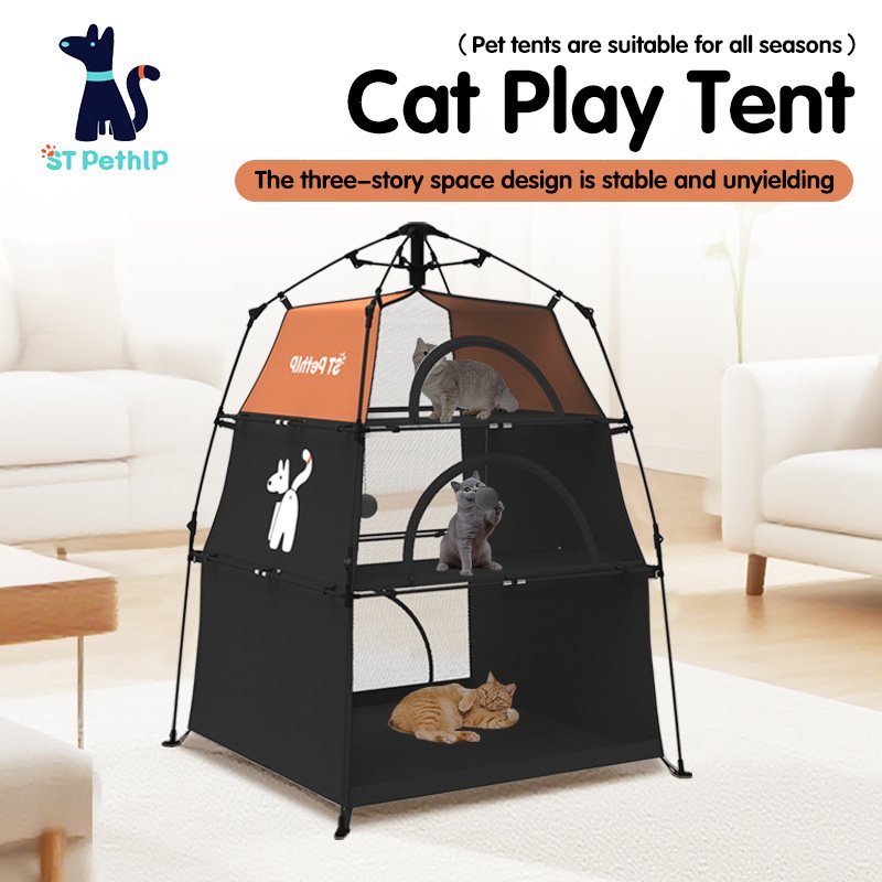 3-Tier Cat Play Tent & Outdoor Pet Playpen