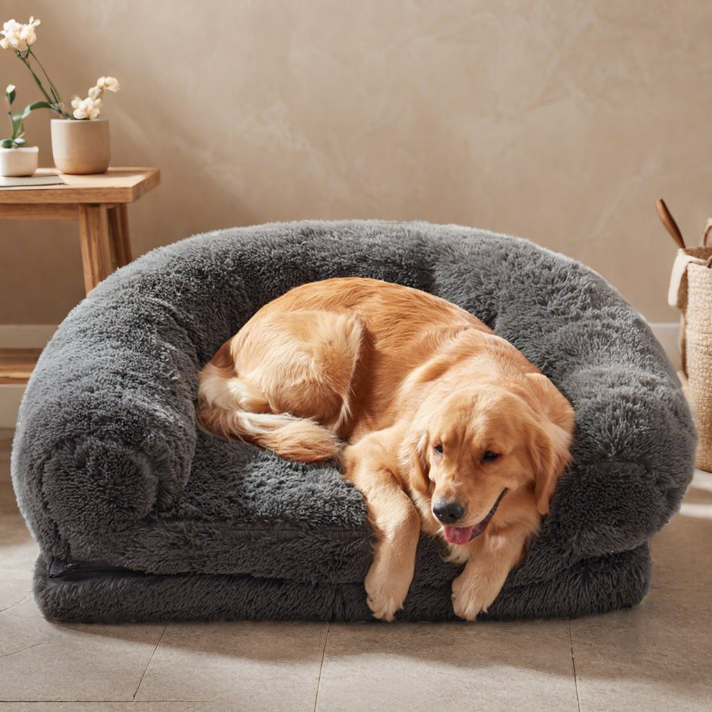 Expandable Extra Long Plush Pet Sofa Bed, U Bolster Neck Support Large Dog Bed, Waterproof Non-slip Base with Carry Handle Removable Washable Pet Couch - Image 7