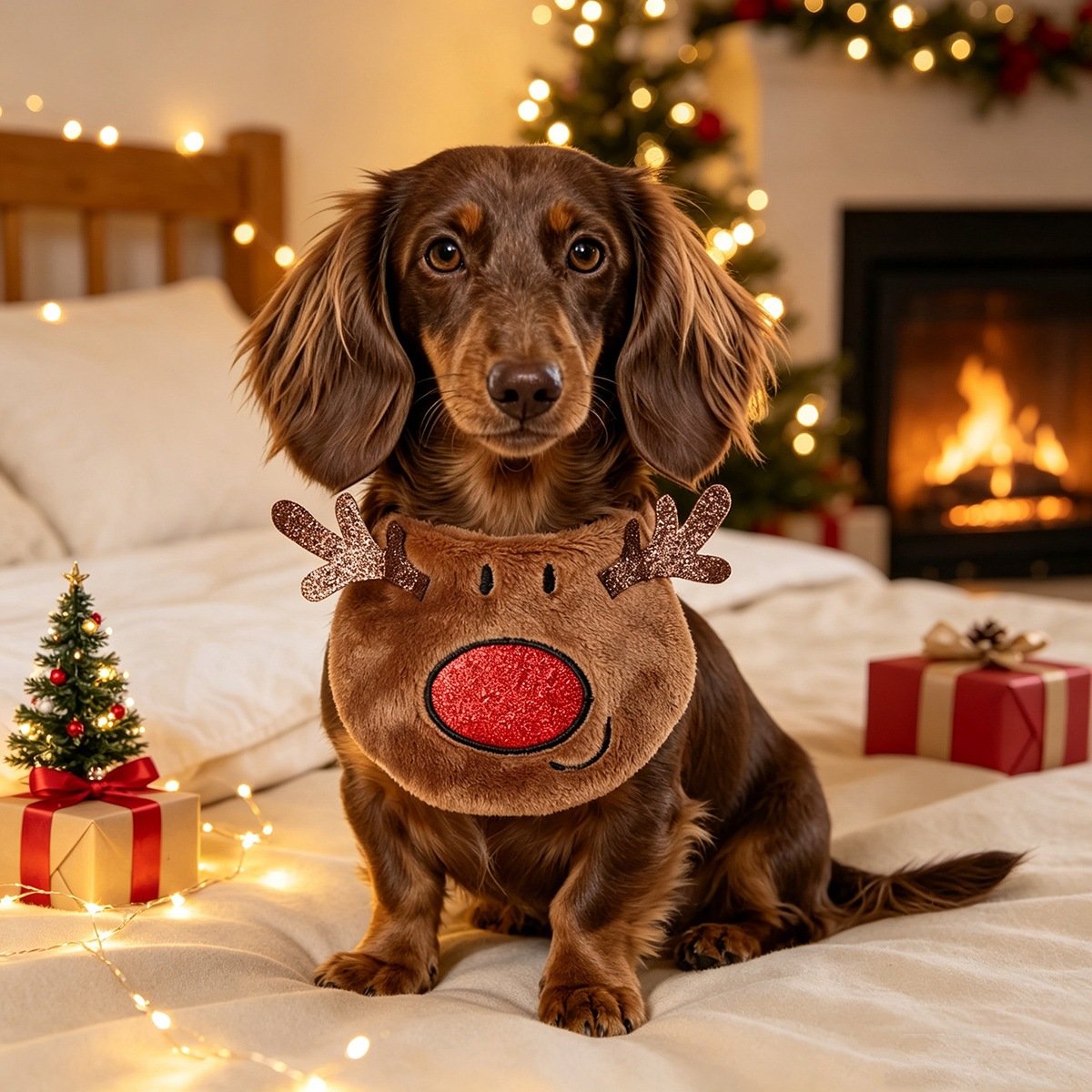 Festive Glittery Christmas Reindeer Pet Bib – Drool Cloth/Neckwear for Dogs & Cats (In Stock / Wholesale) - Image 5