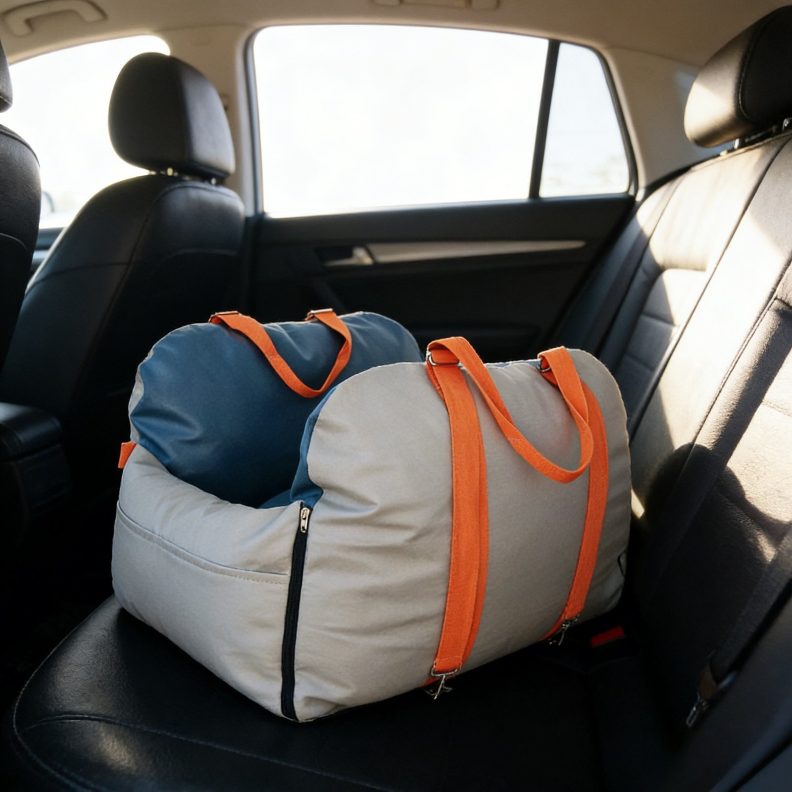 Portable Handheld Pet Car Bed, Raised Anti-collision Bolster Pet Car Booster Seat, Removable Washable Travel Dog & Cat Bed - Image 4