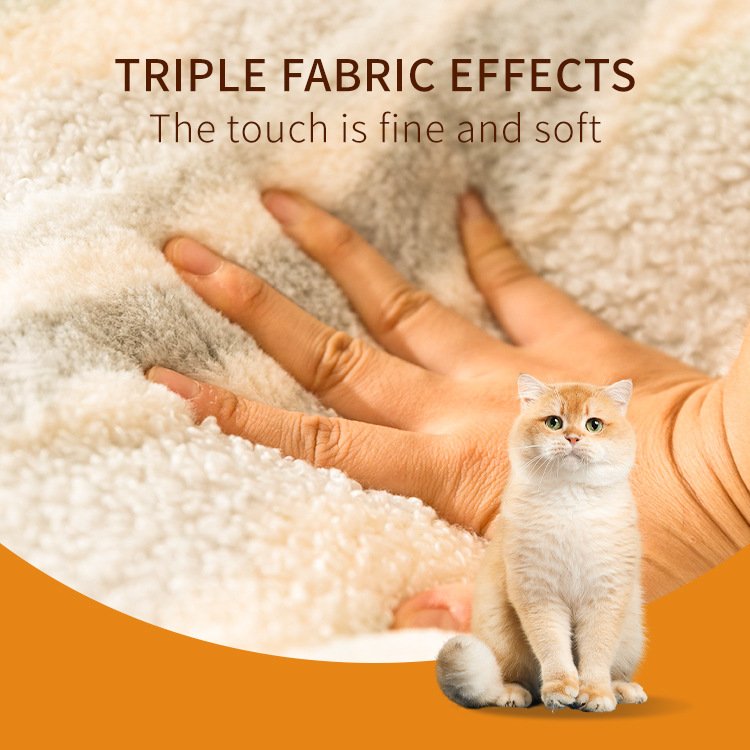 Gradient Striped Faux Fur Pet Sofa Bed, Wrap-around Backrest & Armrest Thick Plush Dog Cat Couch, Two Colors Warm Pet Nest for Small & Medium Dogs and Cats - Image 4