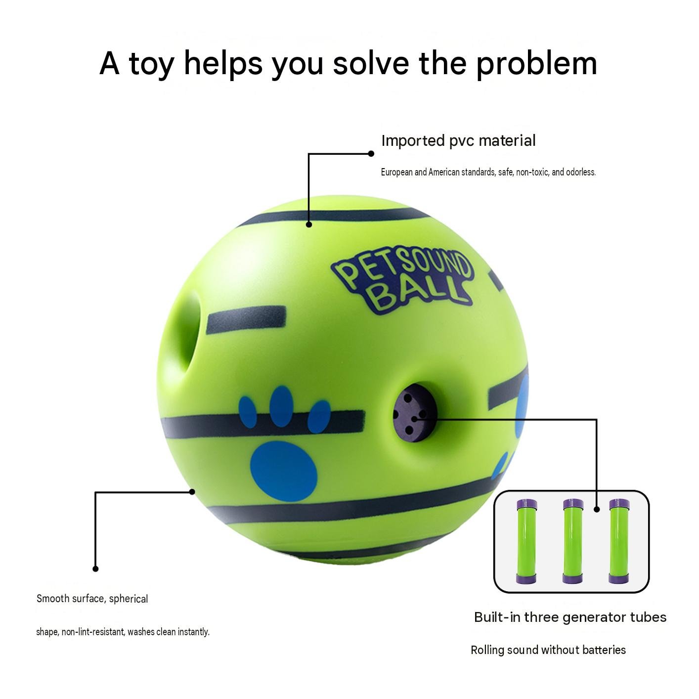 Interactive Squeaky Toy for Dogs and Cats – Self-Play Teething Ball – Rolling Sound-Making Pet Toy - Image 2