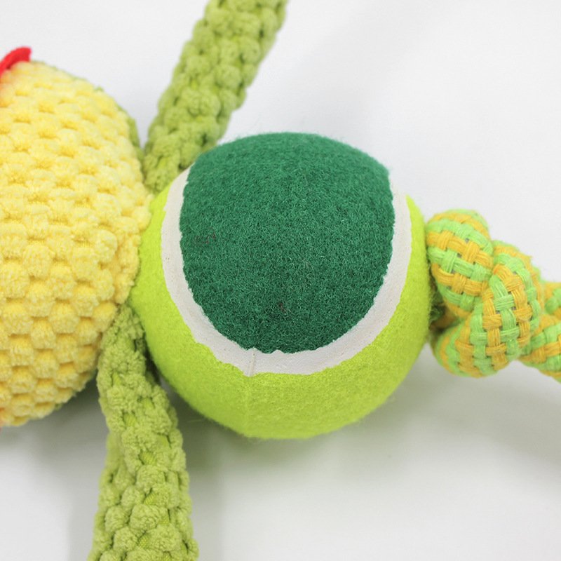 Squeaky Tennis Ball & Rope Dog Toy - Image 3