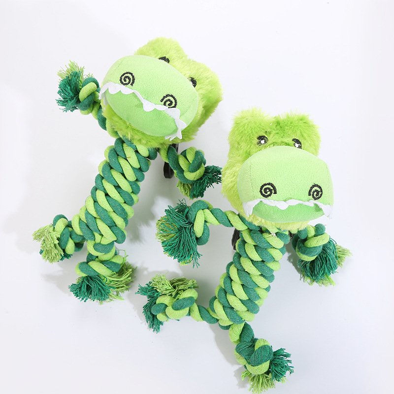 Squeaky Alligator Rope Dog Toy - Image 2