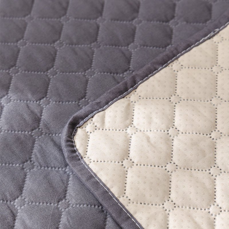 Grey Grid Quilted Pet Mat, L-shaped Removable Bolster Foldable Dog Cat Pad, Multi-purpose Sofa Protector Pet Sleeping Cushion - Image 5