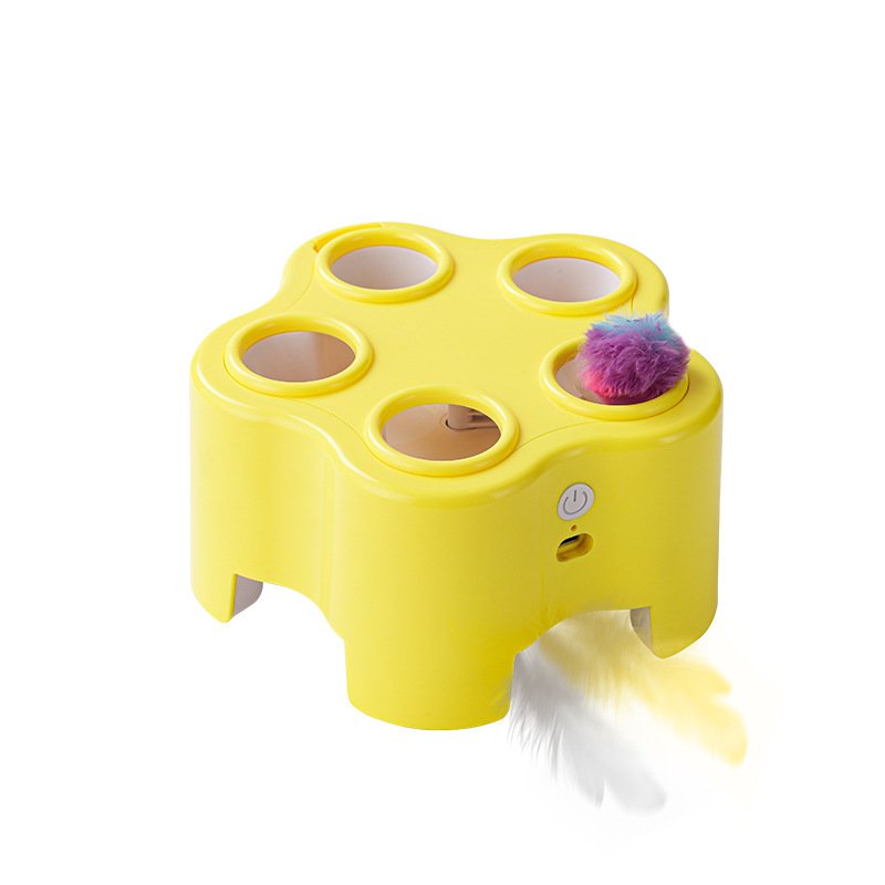 Electric mole whack cat toy, automatic feather peekaboo self-play cat toy