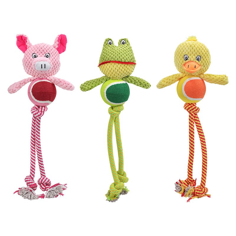 Squeaky Tennis Ball & Rope Dog Toy - Image 4