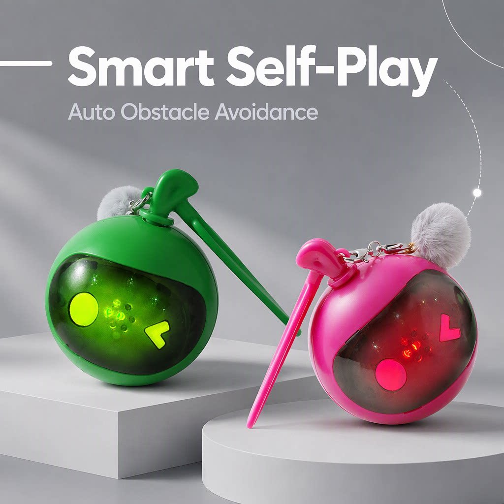 Laser Cat Toy Ball with Plush Teaser Pendant, Electric Glowing Interactive Toy for Cat Self Play - Image 3