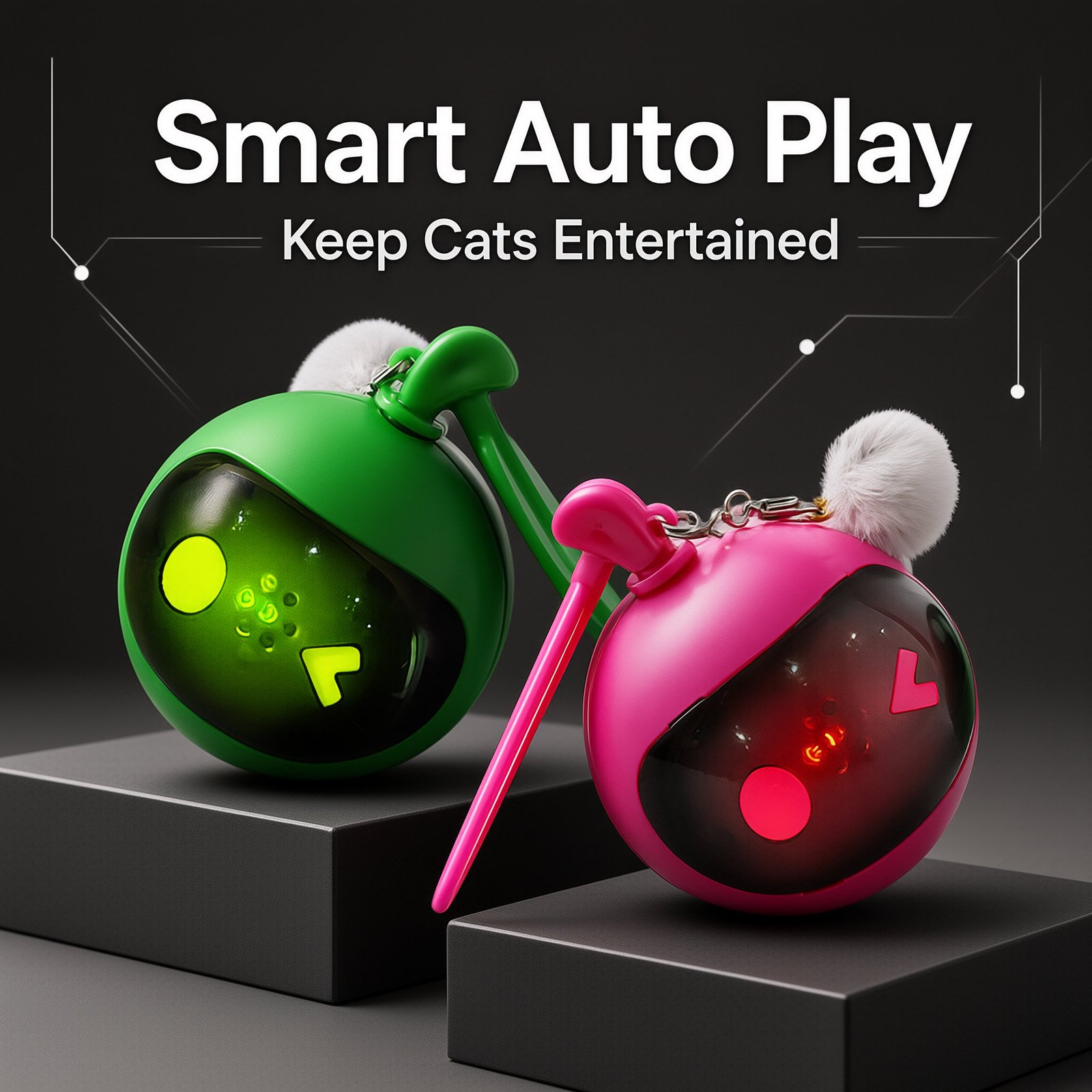 Laser Cat Toy Ball with Plush Teaser Pendant, Electric Glowing Interactive Toy for Cat Self Play - Image 4