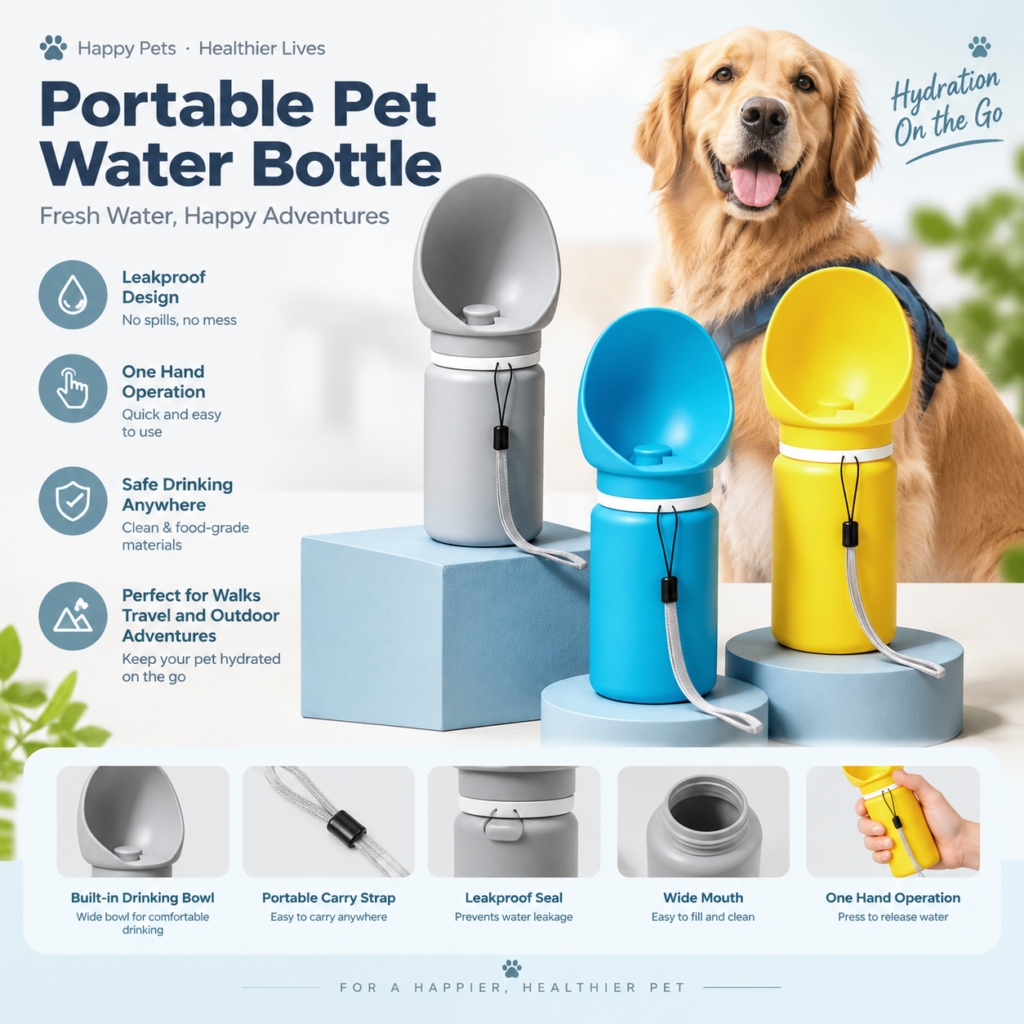 Foldable Silicone Dog Water Bottle & Travel Drinker