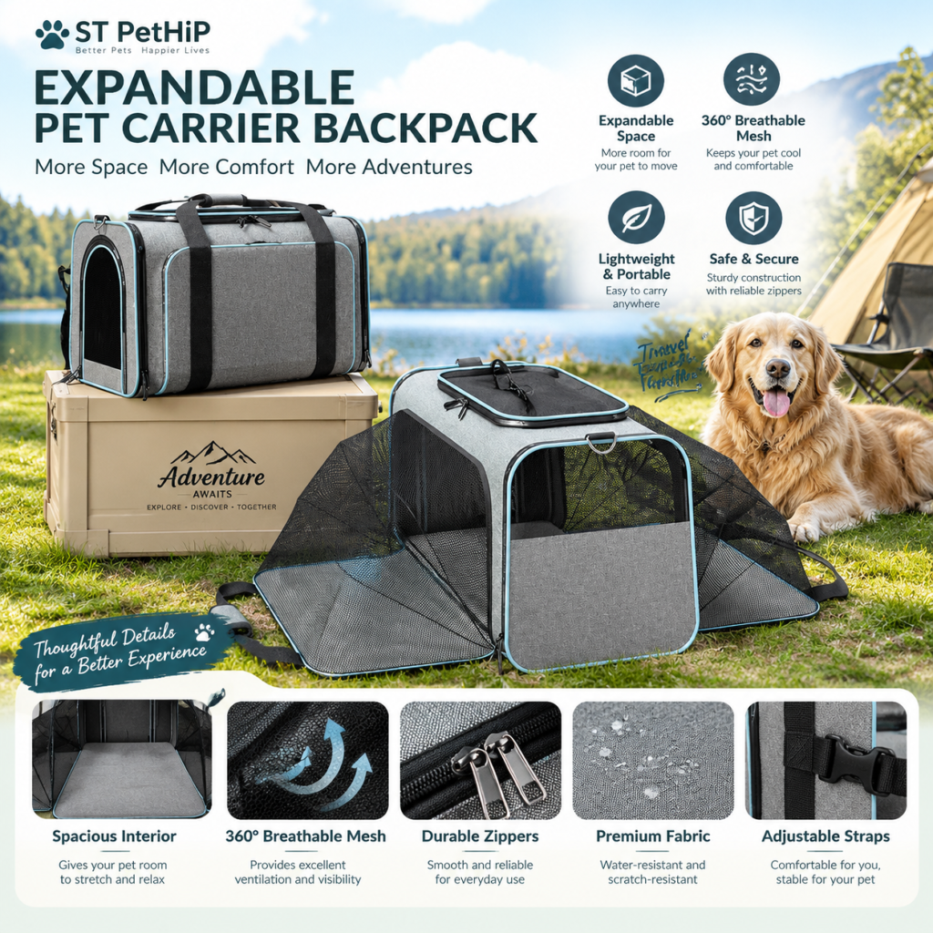 Expandable Pet Carrier & Soft-Sided Dog Travel Bag