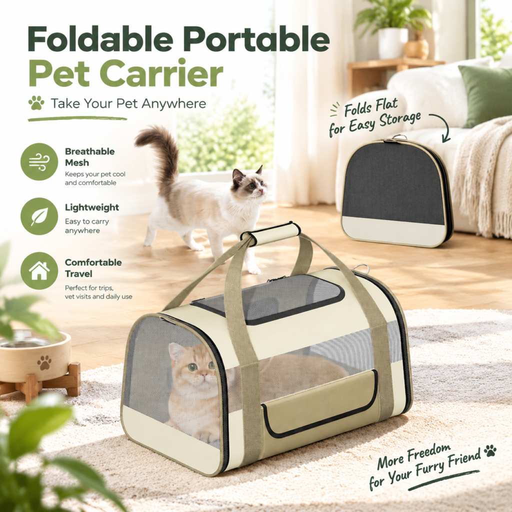 Foldable Expandable Pet Carrier & Soft-Sided Dog Travel Bag
