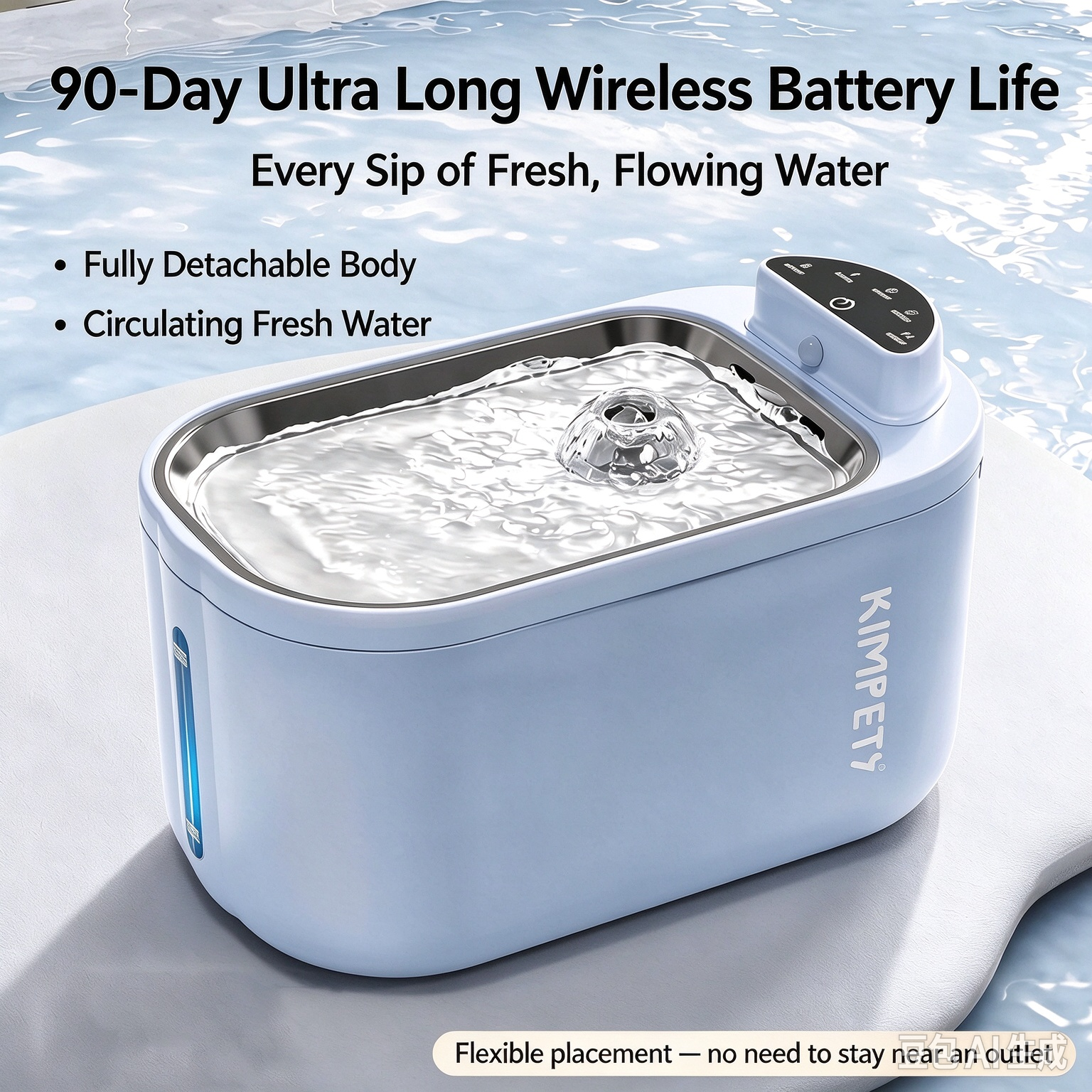 Detachable and washable cat water fountain with circulating fresh water—promotes healthy hydration, helps prevent urinary stones, and features long battery life. - Image 5