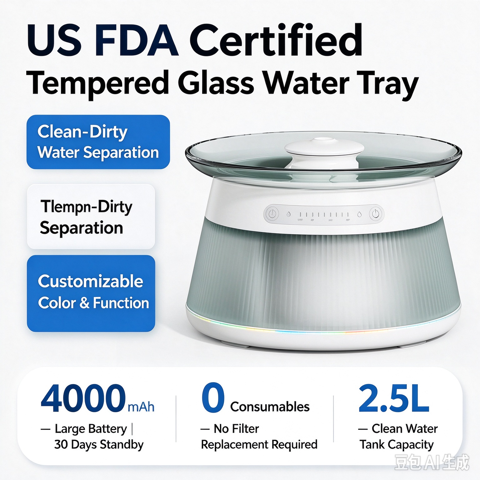 Smart Pet Water Fountain with Clean/Dirty Water Separation – Cordless, Silent, Automatic, and Consumable-Free - Image 4
