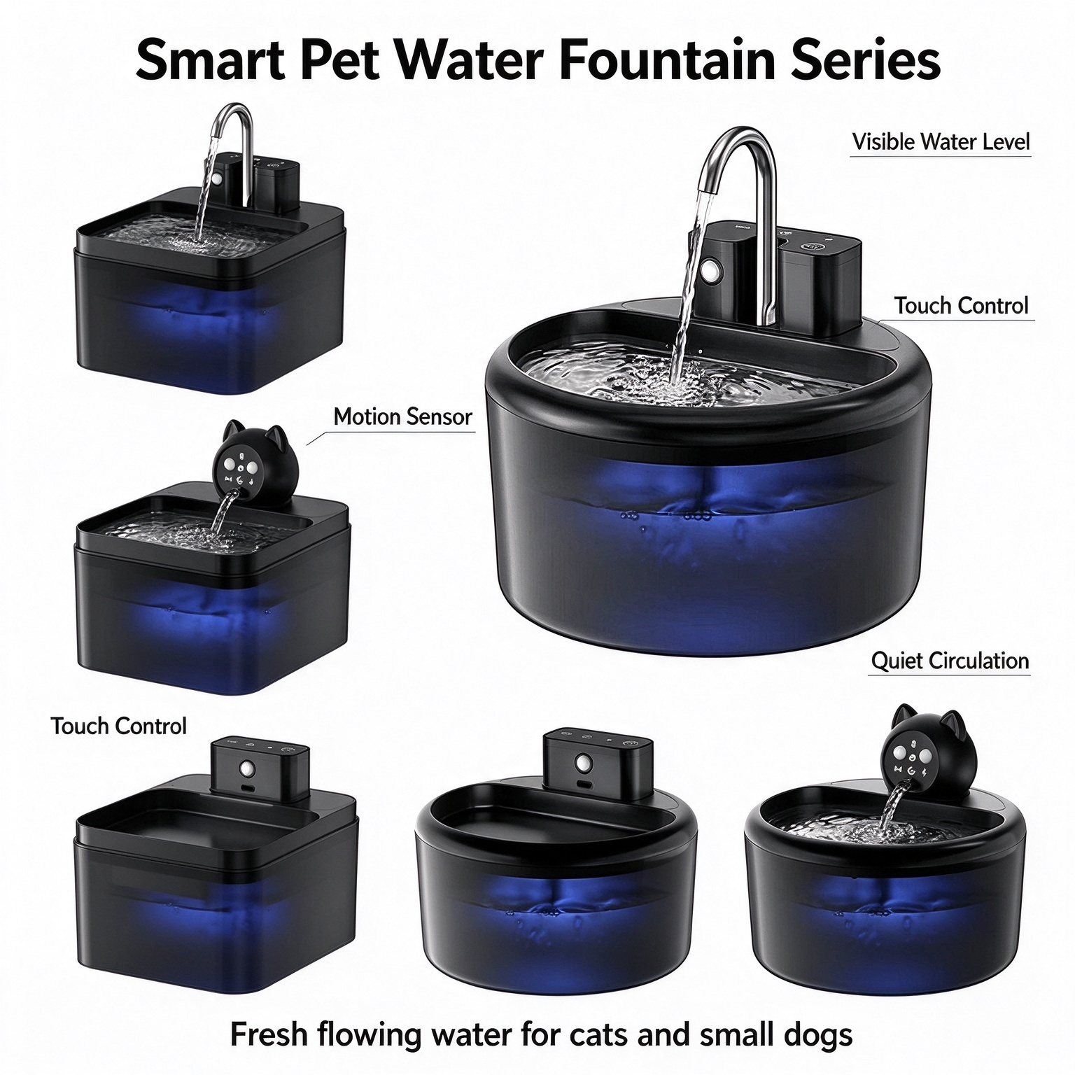 Best-selling plastic cat water fountain: wireless, motion-activated, flowing water; direct source manufacturer for cross-border trade. - Image 4