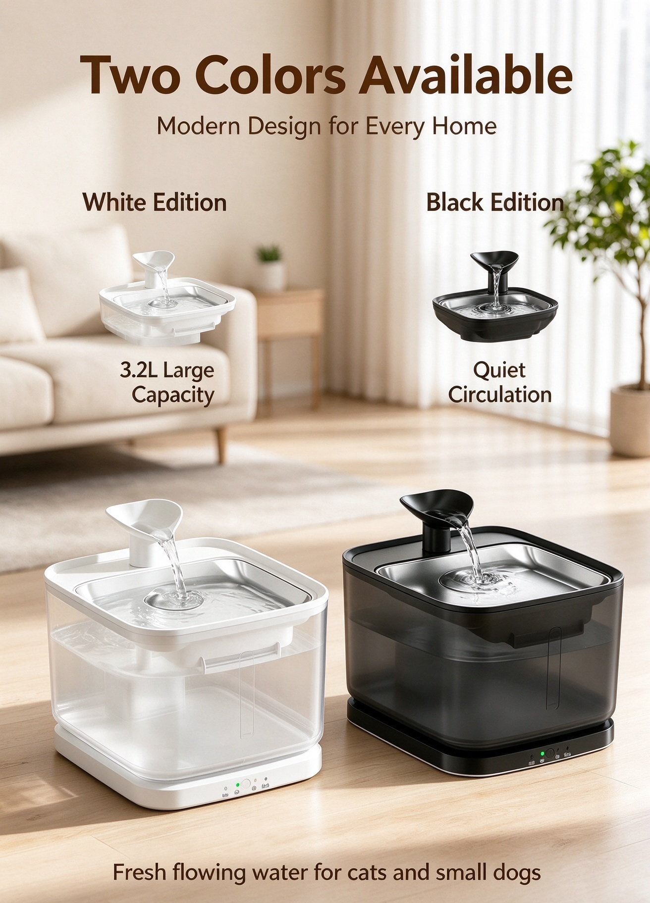 Smart Pet Water Fountain with App Health Monitoring, Wireless Pump, Automatic Sensor, and Stainless Steel Basin - Image 3