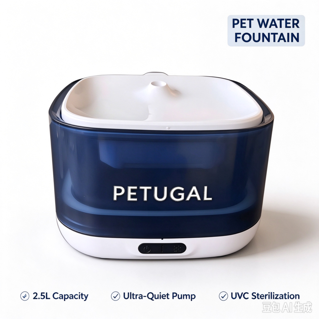 PETUGAL 2.5L UVC sterilization pet water fountain, ultra quiet automatic circulating drinking fountain for cats and small dogs