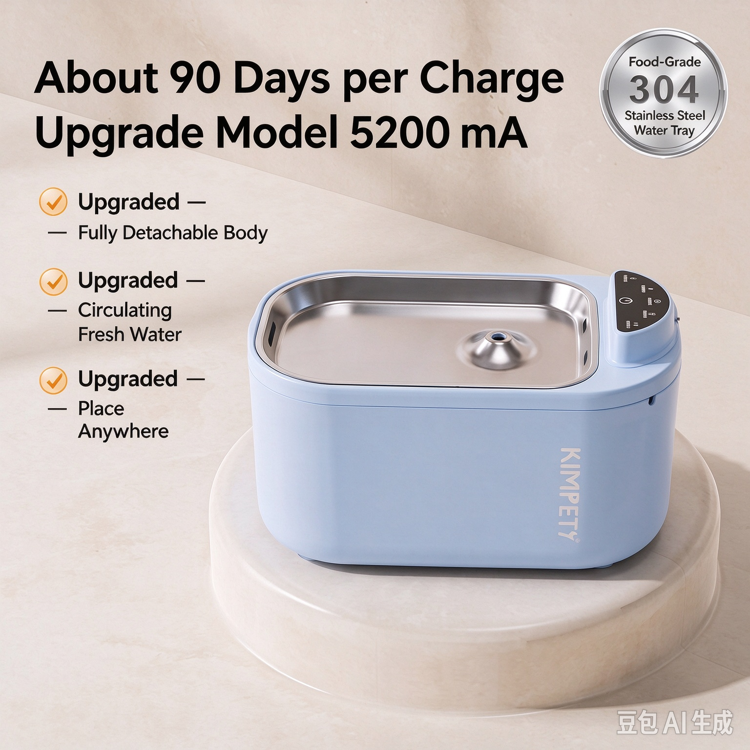 Detachable and washable cat water fountain with circulating fresh water—promotes healthy hydration, helps prevent urinary stones, and features long battery life. - Image 4