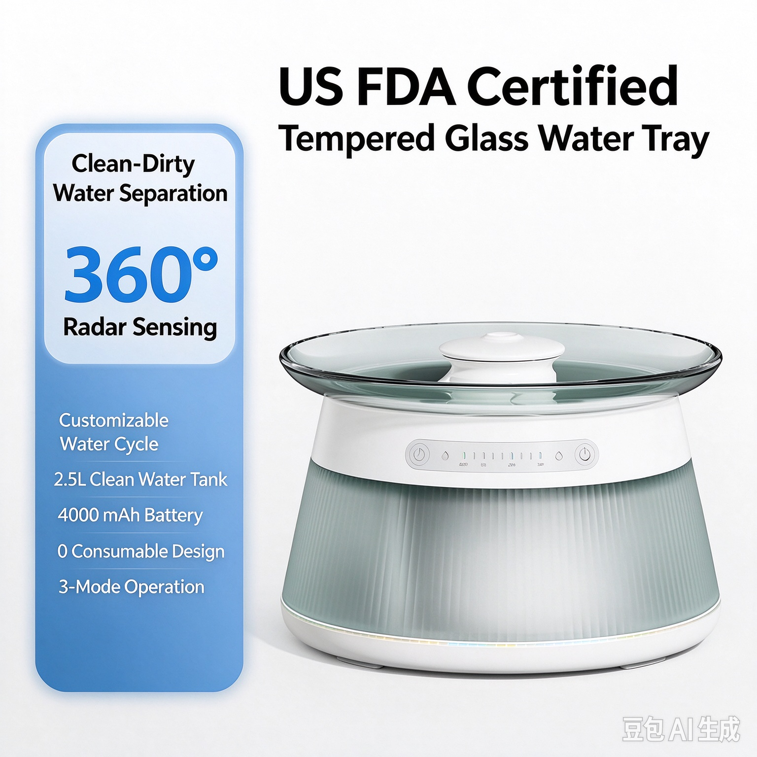Smart Pet Water Fountain with Clean/Dirty Water Separation – Cordless, Silent, Automatic, and Consumable-Free - Image 3