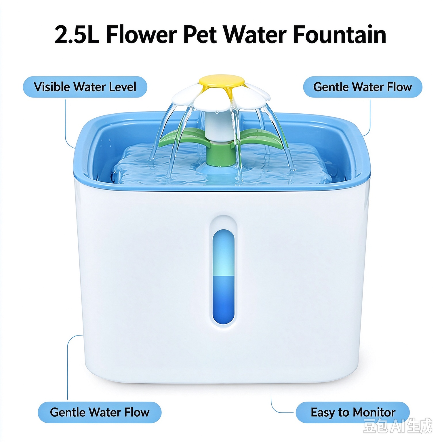 304 Stainless Steel Pet Smart Water Fountain 2.5L Silver Wing Cat Water Dispenser with Multi-Layer Filtration - Image 3