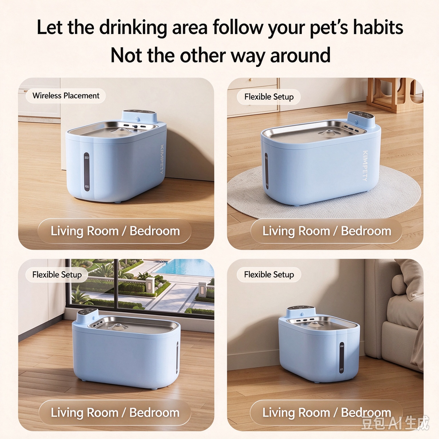 Detachable and washable cat water fountain with circulating fresh water—promotes healthy hydration, helps prevent urinary stones, and features long battery life. - Image 2