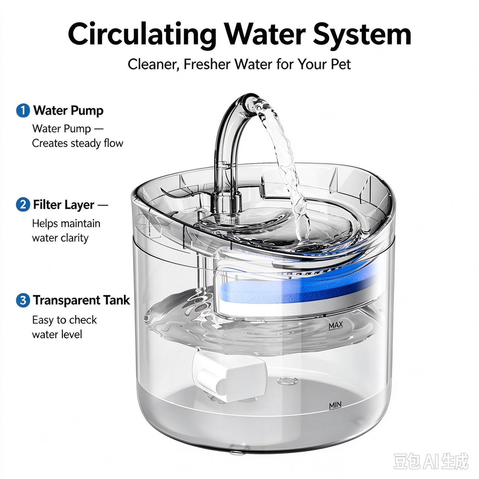 Smart Automatic Circulating Pet Water Fountain – Large-Capacity, Quiet, Multifunctional Dispenser for Cats - Image 2